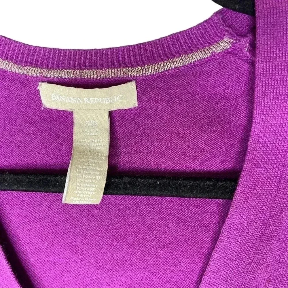 Banana Republic Wool Blend Purple Long Sleeve Button Down Cardigan Sweater Small - Picture 7 of 7